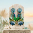 Turquoise Oversized Flower Butterfly Drop Earrings