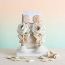 White Oversized Flower Butterfly Tassel Earrings