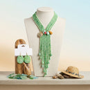 Marbled Green and Stone Bead Tassel Y Necklace