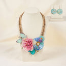Seaside Hues Butterfly Garden Bead Bib Necklace