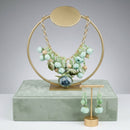 Green Floral Garden Fringe Statement Necklace