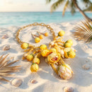 Yellow Floral Garden Fringe Statement Necklace