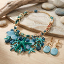 Turquoise Coral Starfish Bib Seaside Gold Necklace