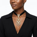 Gold Filigree Rhinestone Necktie Choker Necklace