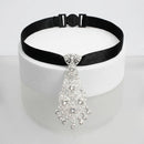 Silver Filigree Rhinestone Necktie Choker Necklace