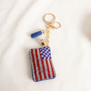 USA Patriotic Flag Padded Keychain Bag Clip