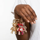 Keychain Red Pink Rhinestone Teddy Bear Bag Clip