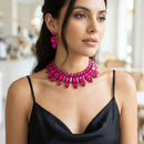 Fuchsia Glass Crystal Collar Red Carpet Necklace