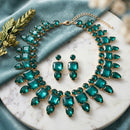 Green Glass Crystal Collar Red Carpet Necklace Set