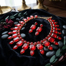 Red Glass Crystal Collar Red Carpet Necklace Set
