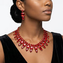Red Glass Crystal Collar Red Carpet Necklace Set