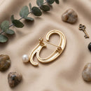 Gold Cursive G Initial Letter Pearl Brooch Pin