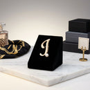 Gold Cursive J Initial Letter Pearl Brooch Pin