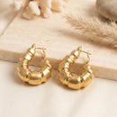 Chunky Gold Textured Segmented Hoop Earrings