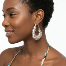 Chunky Silver Textured Segmented Hoop Earrings