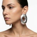 Stud Brushed Silver Hammered Domed Oval Earrings
