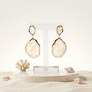 Ivory Pearlescent Organic Teardrop Gold Earrings