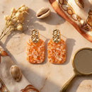 Drop Oversized Orange Pearlescent Opulent Earrings