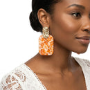 Drop Oversized Orange Pearlescent Opulent Earrings