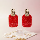 Drop Oversized Red Pearlescent Opulent Earrings