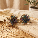 Stud Multicolor Cluster Gold Flower Petal Earrings