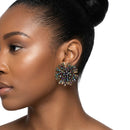 Stud Multicolor Cluster Gold Flower Petal Earrings