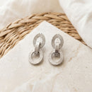 Chunky Silver Squared Tubogas Coil Drop Earrings