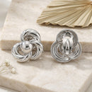 Chunky Silver Interlocking Knot 80s Stud Earrings