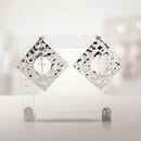Silver Hammered Diamond Cross Large Stud Earrings
