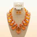 Toggle Chunky Orange Bead Cord Tribal Necklace