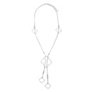 Negligee Long Silver Box Chain Quatrefoil Necklace