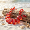 Semi Transparent Red Bead Link Collar Necklace