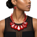 Semi Transparent Red Bead Link Collar Necklace