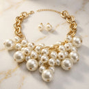 Cream Pearl Cluster Opulent Chunky Bib Necklace
