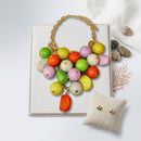 Chunky Color Crackle Bead Chainmaille Bib Necklace