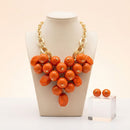 Chunky Orange Crackle Bead Chainmaille Bib Necklace