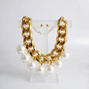 Ultra Chunky Gold Chain Necklace with Pearls