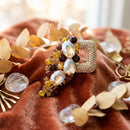 Brown Gold Cascading Crystal Square Brooch Pin