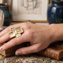 Chunky Gold Textured Geometric Cross Ring