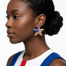USA Flag Gold Star Patriotic Bling Stud Earrings