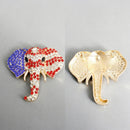 USA Patriotic Gold Elephant Head Brooch Pin