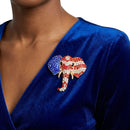 USA Patriotic Gold Elephant Head Brooch Pin