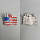 I LOVE American Flag Silver Patriotic Brooch Pin
