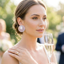 Pink Pearlescent Domed Round Stud Earrings